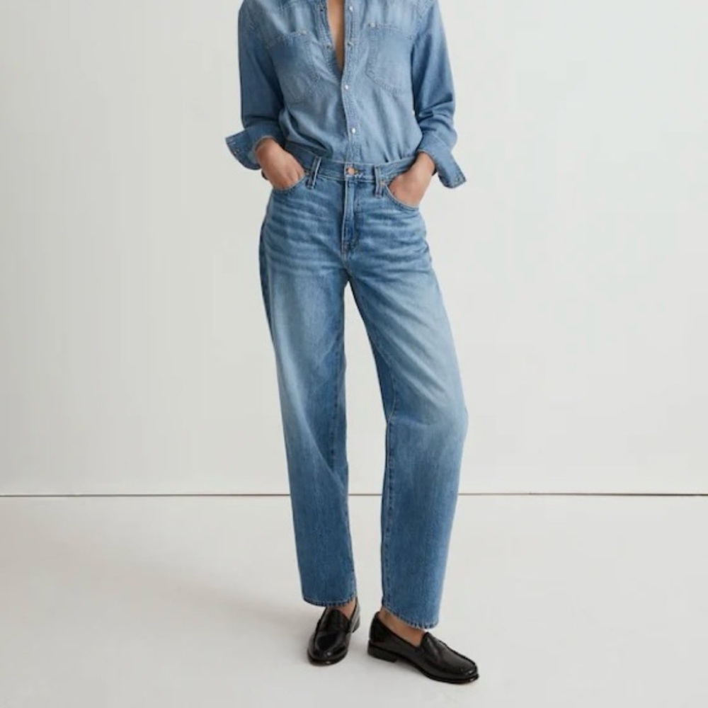 Madewell NWT The Slouchy Boyjean in Roswell Wash Size 28 - Picture 1 of 14